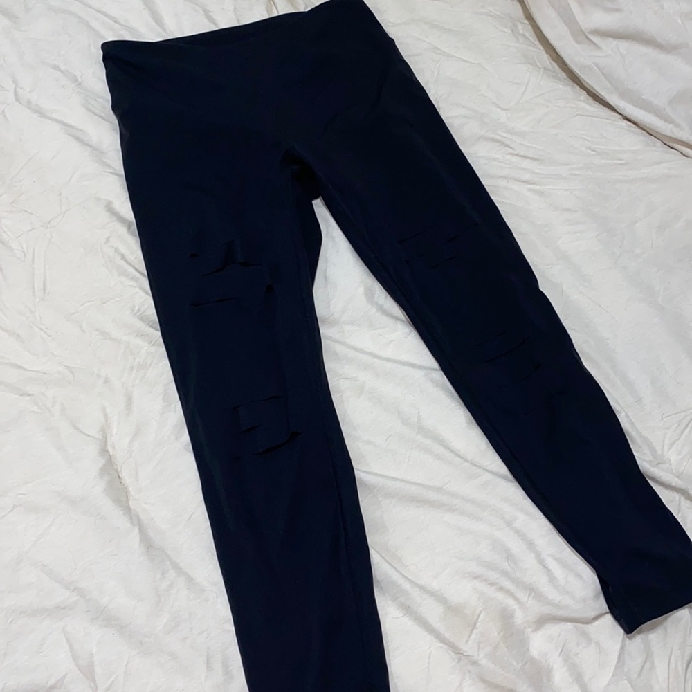 Distressed workout leggings